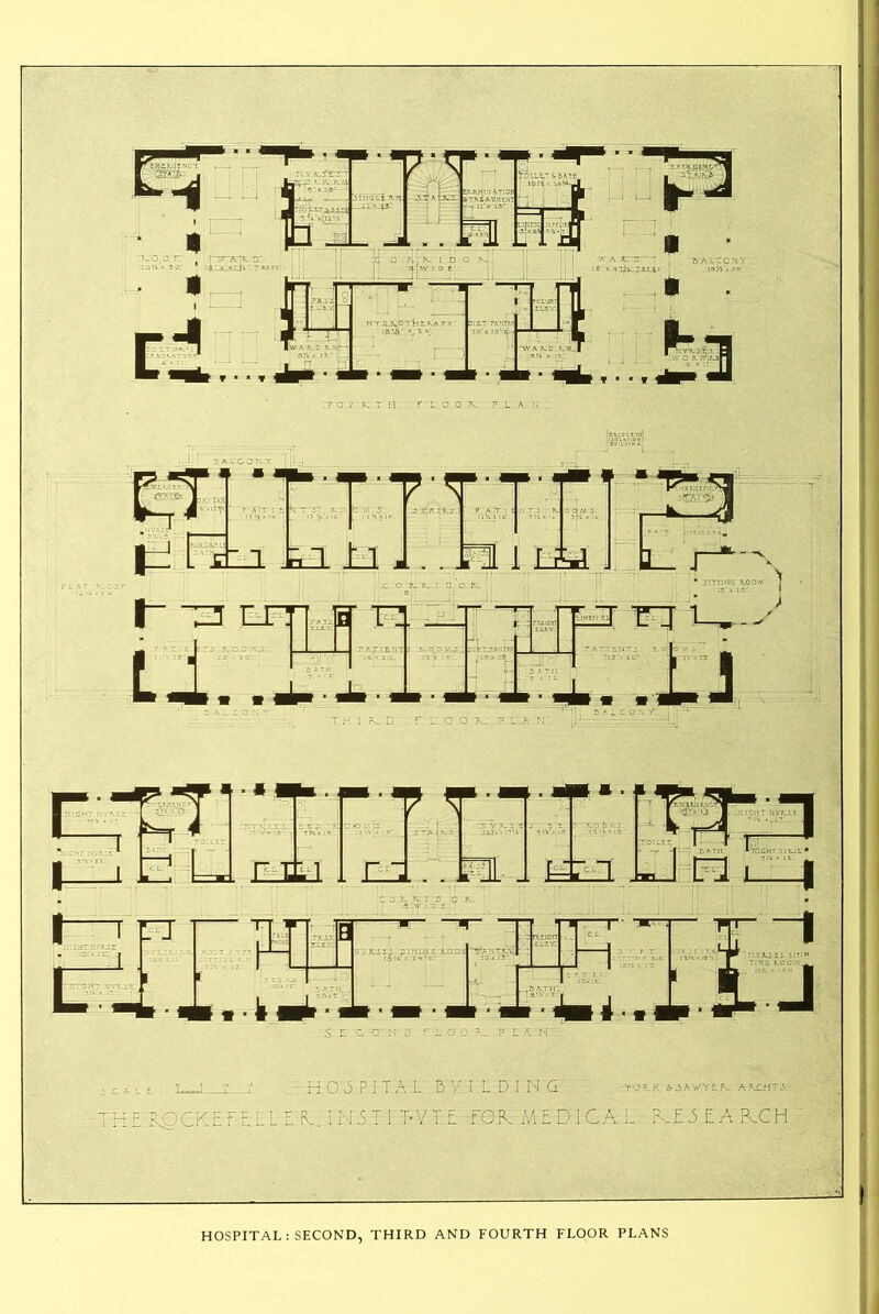 HOSPITAL : SECOND, THIRD AND FOURTH FLOOR PLANS