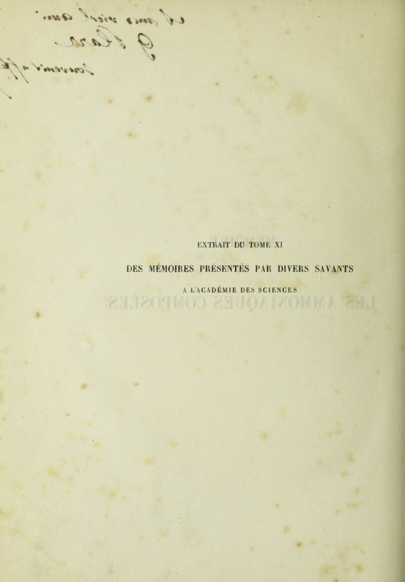 • V «•VkV» ' % »*** ) \ \\ y* «'«VvVtVfi > EXTRAIT DU TOME XI DES MÉMOIRES PRÉSENTÉS PAR DIVERS SAVANTS A L'ACADÉMIE DES SCIENCES