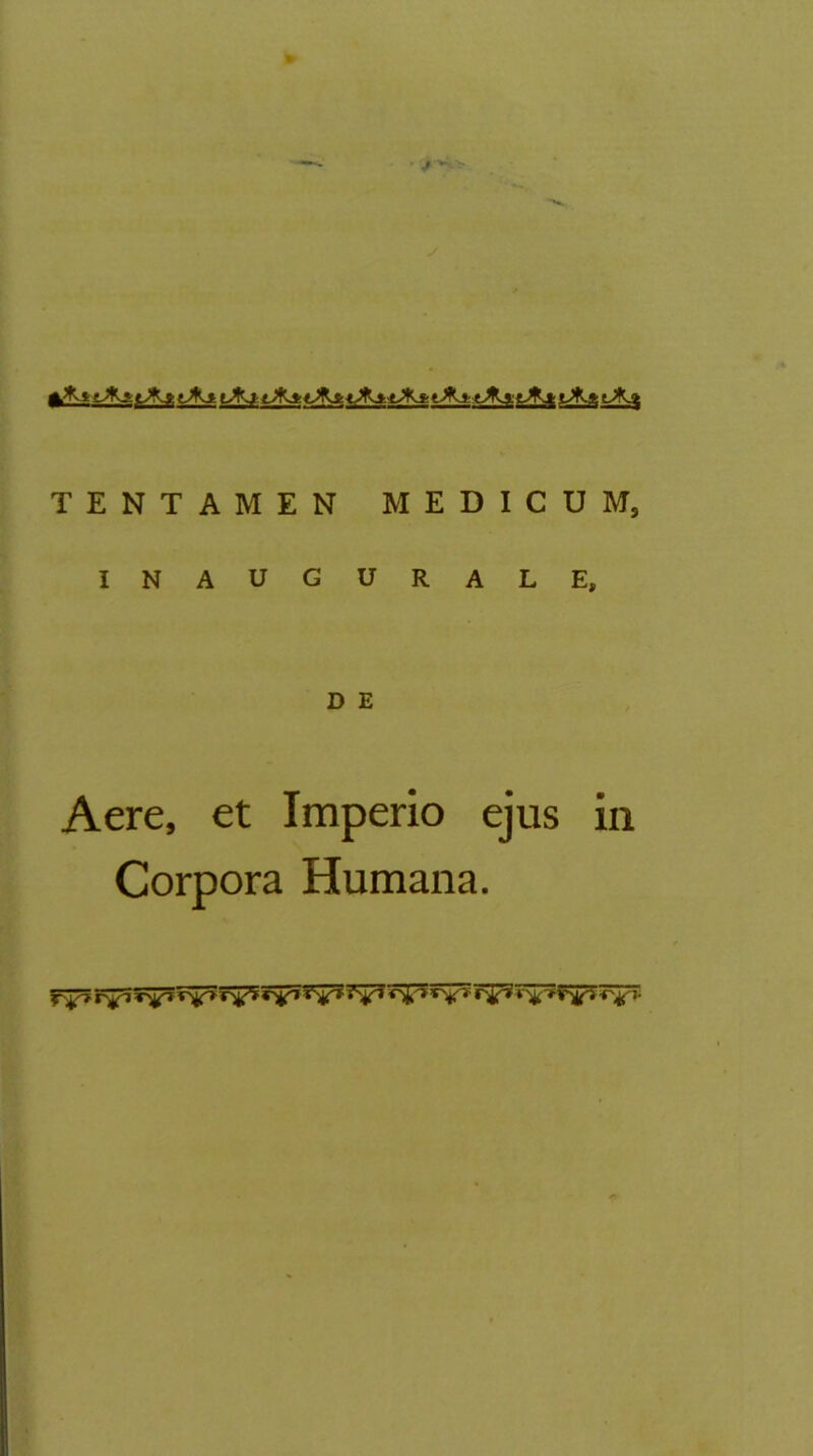 INAUGURALE, D E Aere, et Imperio ejus in Corpora Humana.