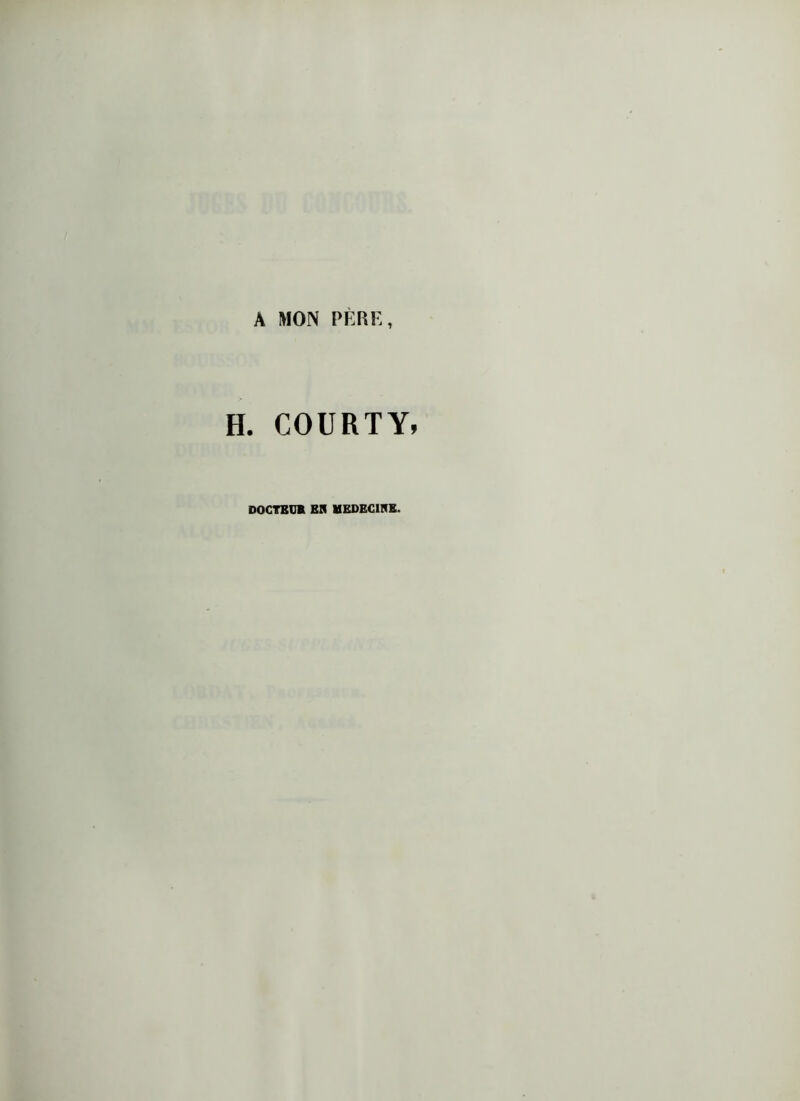 A MON PÈRE, H. COURT Y» DOCTEUR BU MEDECINE.