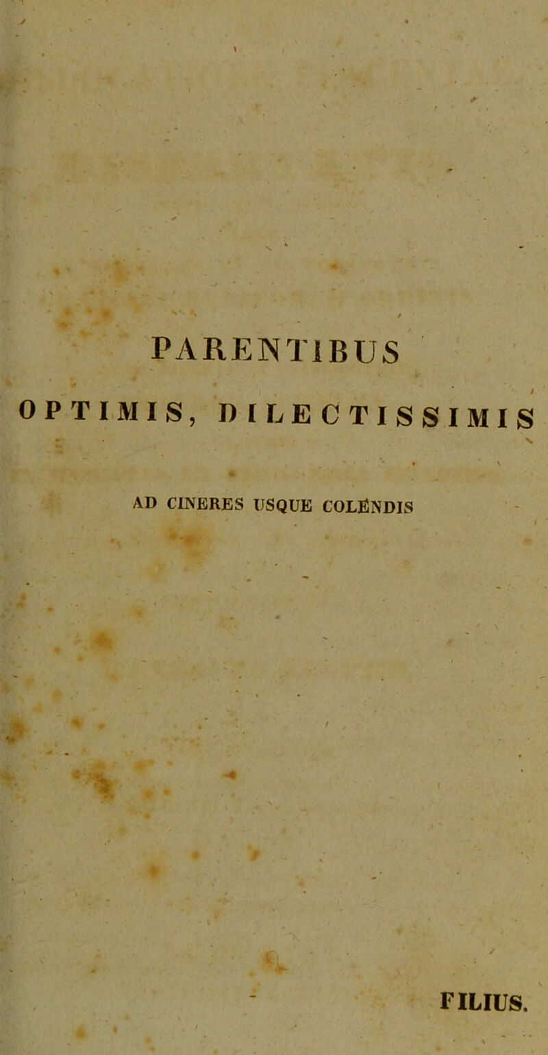 PARENTIBUS MIS, DILECTISSIMIS AD CINERES USQUE COLANDIS FILIUS.