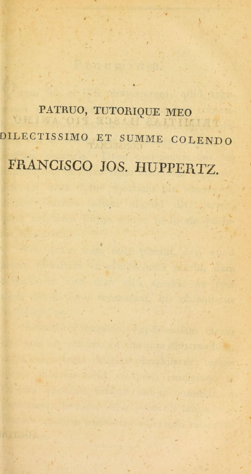 i '4 PATRUO, TUTORIOUE MEO DILECTISSIMO ET SUMME COLENDO FRANCISCO JOS. HUPPERTZ. • I |