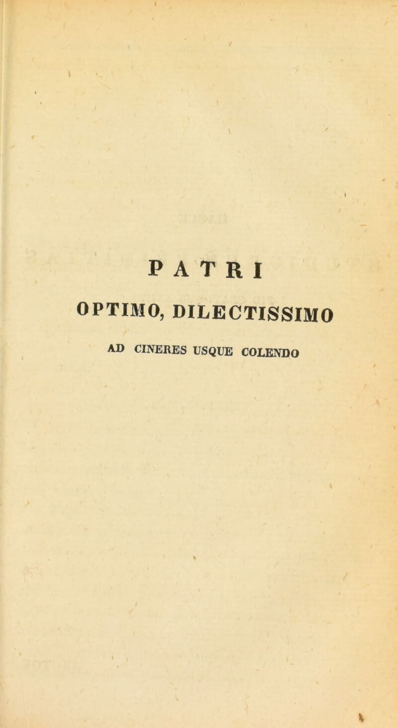 PATRI OPTIMO, DILECTISSIMO AD CINERES USQUE COLENDO