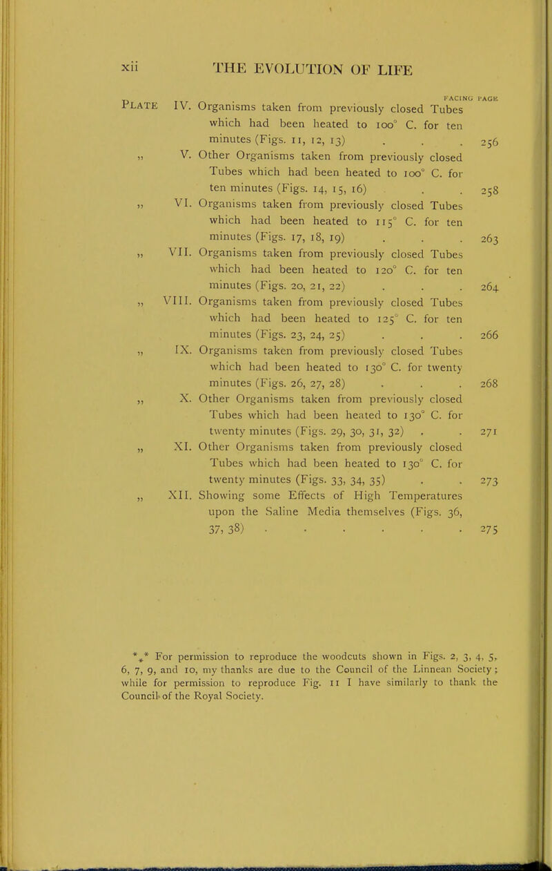 TACING I'ACK Plate IV. Organisms taken from previously closed Tubes which had been heated to loo' C. for ten minutes (Figs, ii, 12, 13) . • . 256 „ V. Other Organisms taken from previously closed Tubes which had been heated to 100° C. for ten minutes (Figs. 14, 15, 16) . . 258 „ VI. Organisms taken from previously closed Tubes which had been heated to 115° C. for ten minutes (Figs. 17, 18, 19) . . . 263 „ VII. Organisms taken from previously closed Tubes which had been heated to 120° C. for ten minutes (Figs. 20, 21, 22) . . . 264. „ VIII. Organisms taken from previously closed Tubes which had been heated to 125 C. for ten minutes (Figs. 23, 24, 25) . , . 266 „ IX. Organisms taken from previously closed Tubes which had been heated to 130° C. for twenty minutes (Figs. 26, 27, 28) . . . 268 „ X. Other Organisms taken from previously closed Tubes which had been heated to 130° C. for twenty minutes (Figs. 29, 30, 31, 32) . . 271 „ XI. Other Organisms taken from previously closed Tubes which had been heated to 130° C. for twenty minutes (Figs. 33, 34, 35) . . 273 „ XII. Showing some Effects of High Temperatures upon the Saline Media themselves (Figs. 36, 37, 38) 275 *,* For permission to reproduce the woodcuts shown in Figs. 2, 3, 4, 5, 6, 7, 9, and 10, my thanks are due to the Council of the Linneaii Society; while for permission to reproduce Fig. 11 I have similarly to thank the Council- of the Royal Society.