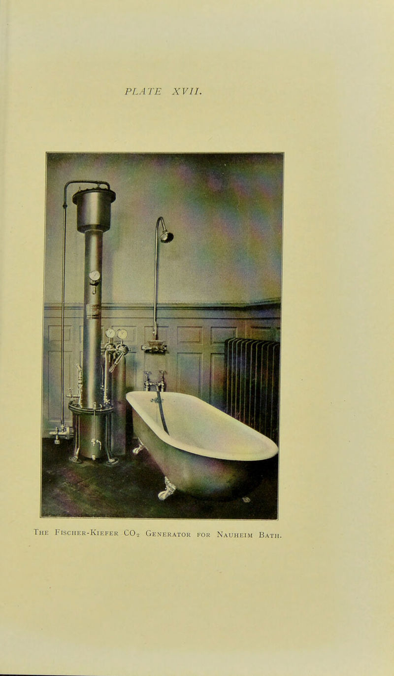 PLATE XVII. The Fischer-Kiefer CO... Generator for Nauheim Bath.