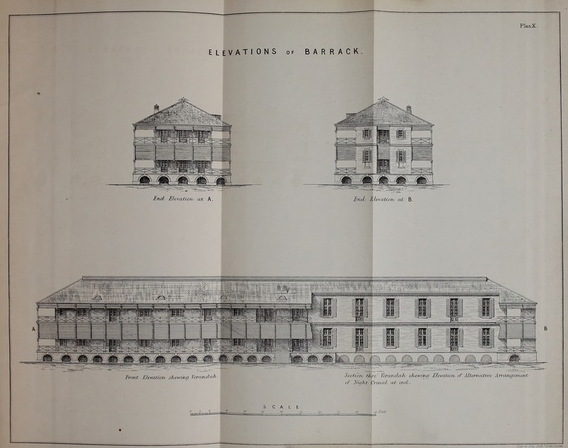 ELEVATIONS of PJanX. End, ElevctCLon cut A. EncL lUvatioru at B.