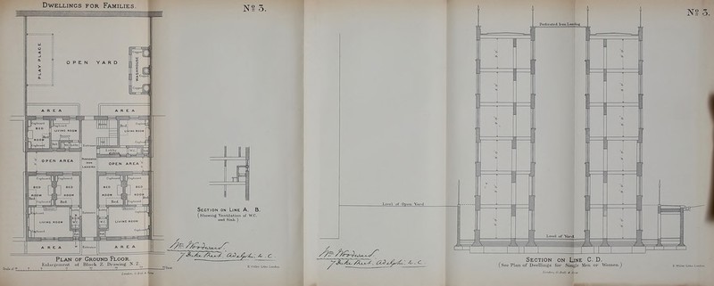 N2 3. Plan of Ground Floor. Eiilarjfpinent of Block Z Br-awing 2 E.WelW Litio. London ion^Tv, (; J- 'Vim*.