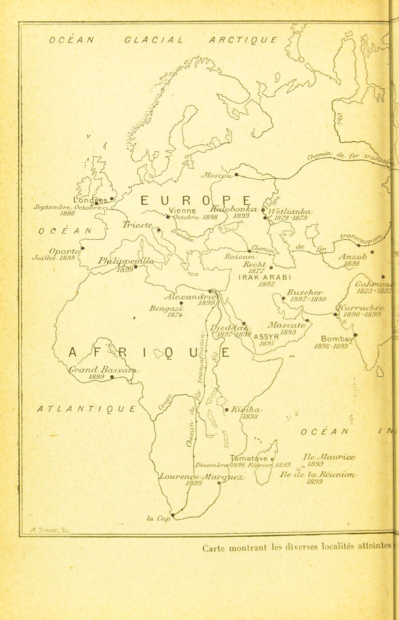 Carle inonlranl les divt'iscs localités altcinles
