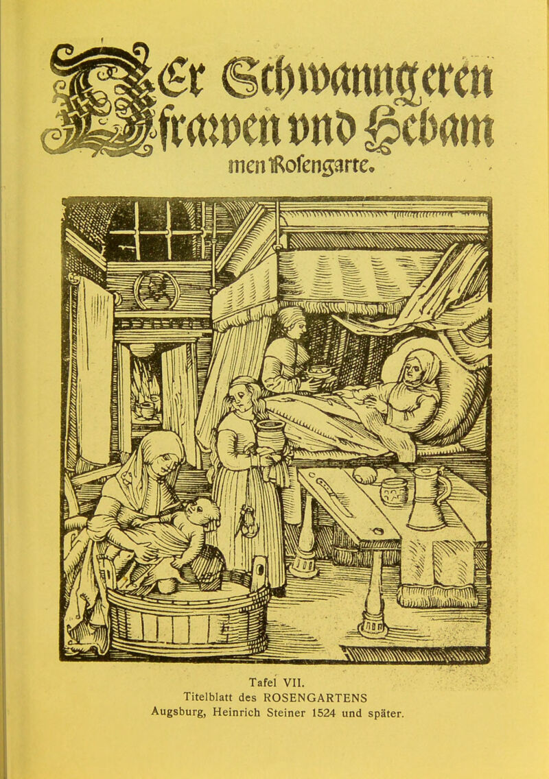 menlRofensarte. Tafel VII. Titelblatt des ROSENGARTENS Augsburg, Heinrich Steiner 1524 und später.