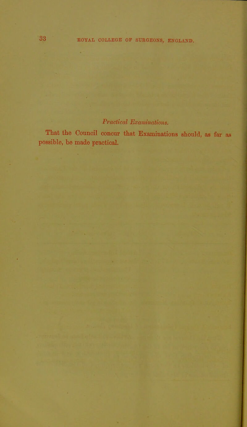 33 Practical Examinations. That the Council concur that Examinations should, as far a« possible, be made practical.