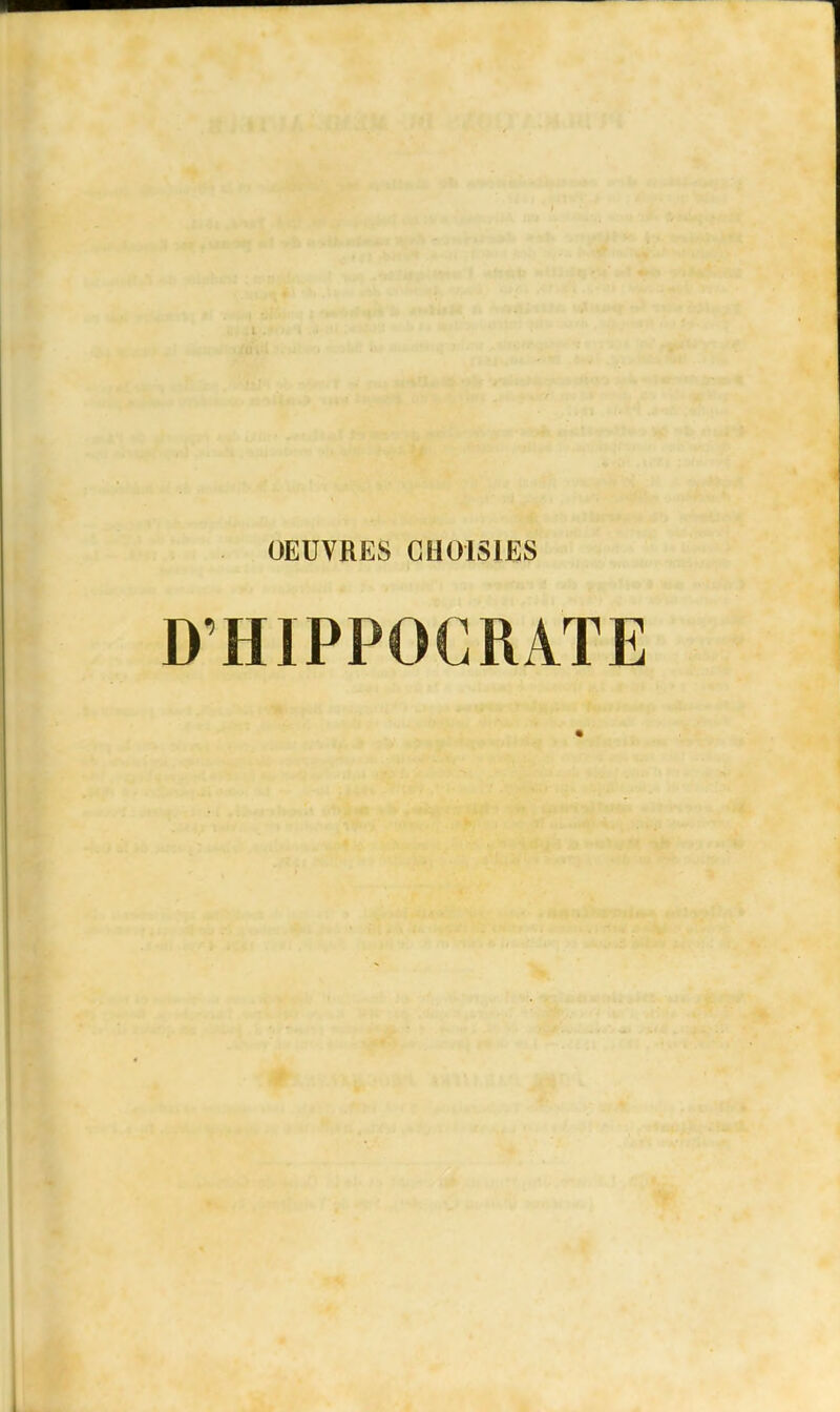 OEUVRES CHOISIES DHIPPOCRATE