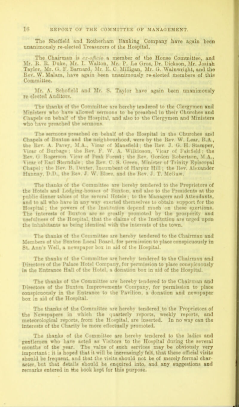 T ' C'ompAny h«Te *Ktio boon an&ni; A. Tbf ChAiimAO U fz .'li. io % in«mb«r of tb« HotiM CoannilU**, an l Mr. H. K. I' ^'' ' v.' . • •• !• r ., ... ' • „ Mr i •, v), T.xlor. Mr l;«v. W. Ma CoouniiUc. • n anil ^' K'li and < .1. aoU alto lo ihe ti«rKjrEuen *tiU Miniit^m Th« MTtiMNM pfwuhil on b«bal( of lh« HoapiUl in tbo ( btirrbwi iii>«l r» ^T• ^ ^* I'if. »r f !>:i. '1.- ». -r* .1 7.. \V T v I' ■ r. \ y \. \ vl ( r III.. . liif i.fv. Ail lauilcr I V J T. Mci\»m. 7 ■ ■ ! • -or^ of r Tb« lnt«»r«««« l Um faihabiu Tbt Ibttkf ol th- in ftDd Ilttnb#r« ol tho BttXto«> . ■ . . . : - i - : -'v tn 8l Ano't WaU, a om(ftp«r bos in aid of lb« Uo»|>iui. Tb« %h\- -toiiiM ar* ' • ' > \n ukI Dirtdoft of proT^mw pltee bos ;d aid ol Um Hoiptal. T • ' -. r» ol tba N and 0, ^. i-j i: .. h i-:. ^ho Is of Um Cbarity ba moca aflcctaally Tha ibankj of l iiuitc- aod faotlarncQ who liara th#» •rxprtX moolba of tba jraar. ry imporUol: it ia bopa<i abooU ba fraqoaot. ar-i . ^i. - ..i j. . l.. (..r. . i,*r ■atar. bat thai datalta abc , ijirc4 into, aod aoj angfaatiooj aad tamarka aotarad in Iba book. ;. . tnia porpoaa.