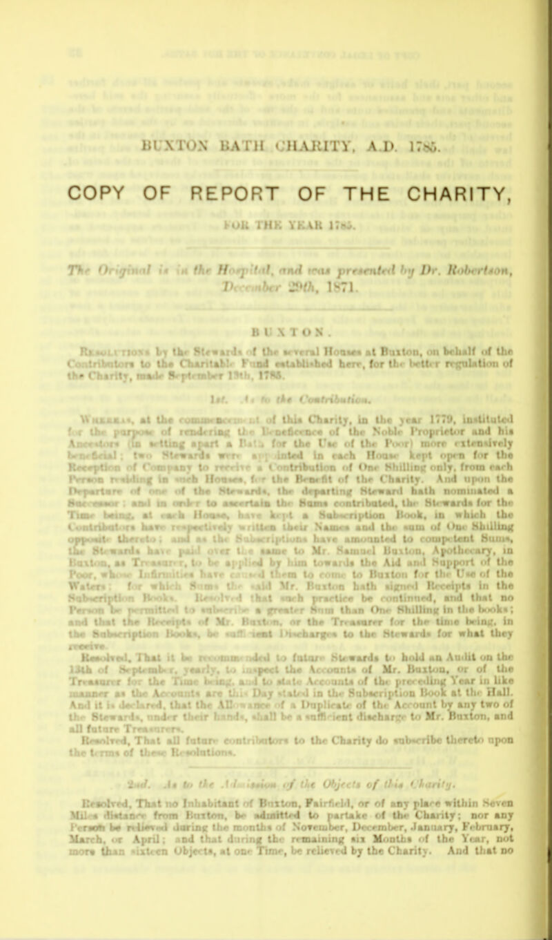 COPY OF REPORT OF THE CHARITY, I'OU THK YKAH Kiia. B t \ T O N . ♦ » vrrmi lloQM« mi B 11. . I . : l>«h«d b«rr, for tbr bellrr rrfjaliitt f . . if. 1 ; , I/.. I.,, . I- , - ■ ^ to tbr HlrwAnl« for what tbc> • <f l;- r.U t h«>l 1 IJti. f Mr. It Tr- An' .. ■ \ th> - ^otn teat UtAchancr to Mr. Uaxton, mud mU i Rr« ..« 1. i the Charity do fobar the t< nn« of tl Ml. ' ii*ntv: nr Ma morv