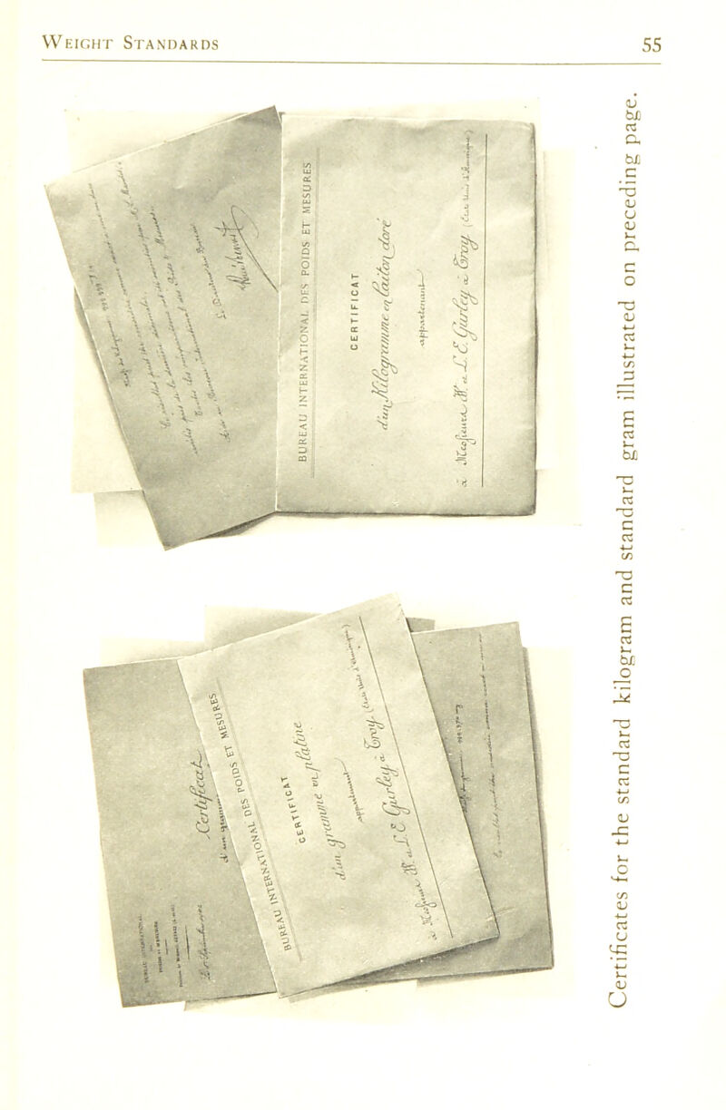 3 \\ ^ \ X-Vi ■ ,-:. ^ ^ Certificates for the standard kilogram and standard gram illustrated on preceding page.