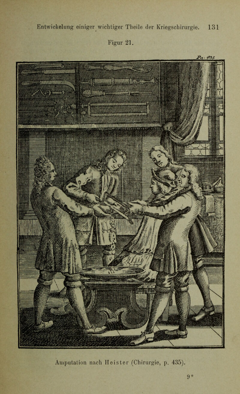 Figur 21. Amputation nach Heister (Chirurgie, p. 435). 9*