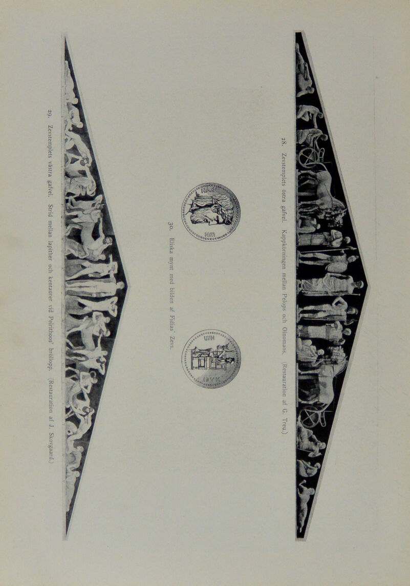 29. Zevstemplets västra gafvel. Strid mellan lapither och kentaurer vid Peirithoos’ bröllopp. Restauration af J. Skovgaard.)