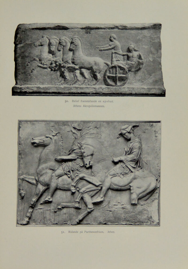 50. Relief framställande en apobat. Athens Akropolismuseuin.