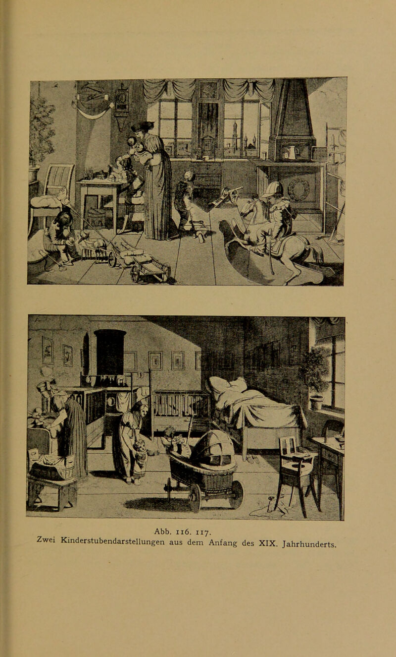 Zwei Kinderstubendarstellungen aus dem Anfang des XIX. Jahrhunderts.