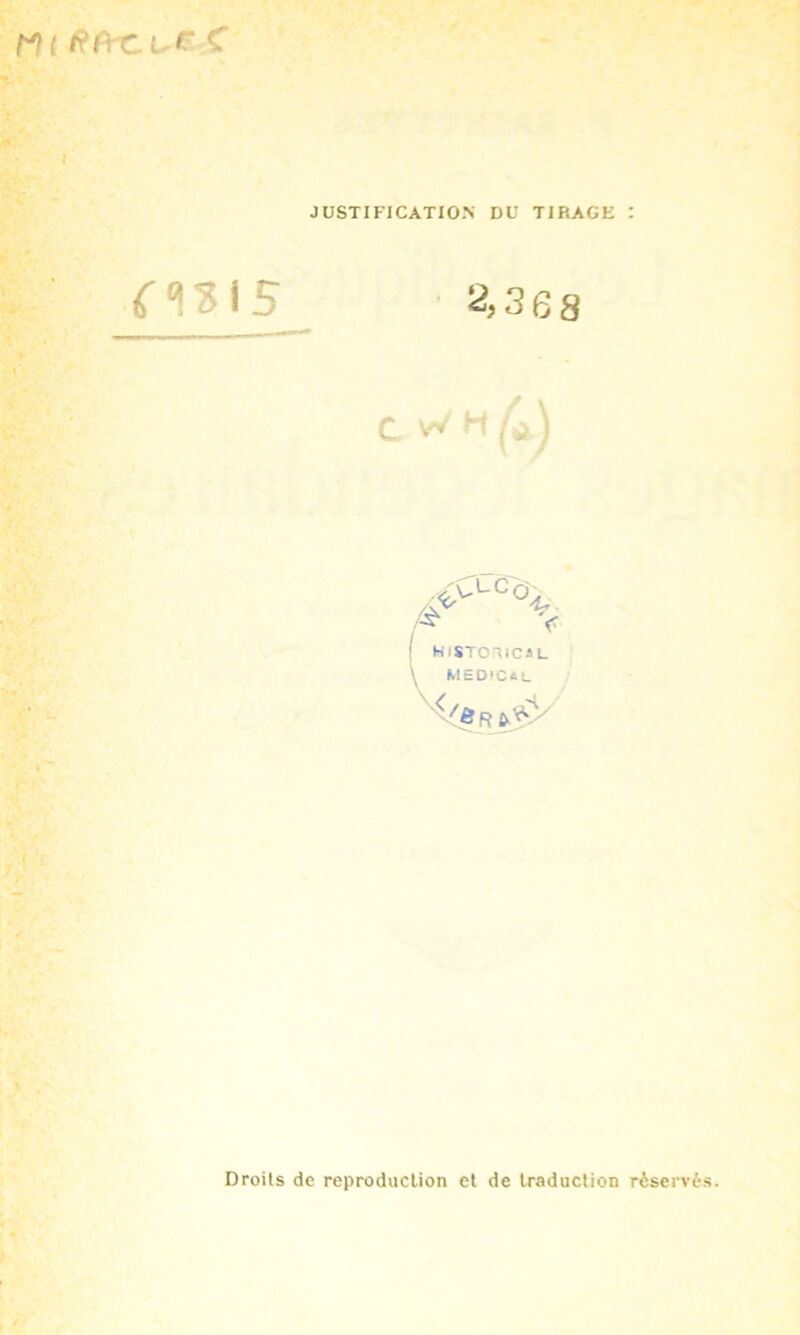 JUSTIFICATION DU TIRAGE : ? C\%15 2,368 C vJH fi) (SRbffy Droits de reproduction et de traduction réservés.