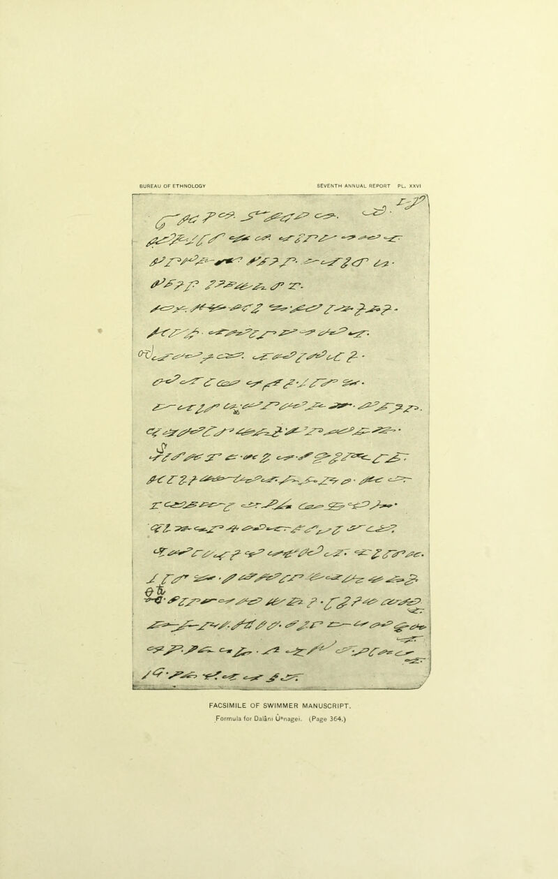 -O* - <7* 27- ss*-- y$ et, AZ'JPz ?■ FACSIMILE OF SWIMMER MANUSCRIPT. Formula for Dalam Unnagei. (Page 364.)