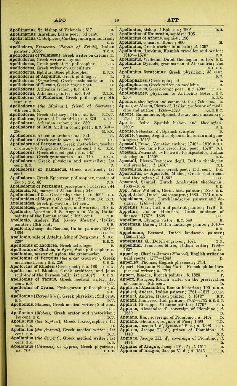 i, tyrant Apollodorus, Athenian archon ; B.c. 321 Appiano, Appiano, Appia-o,