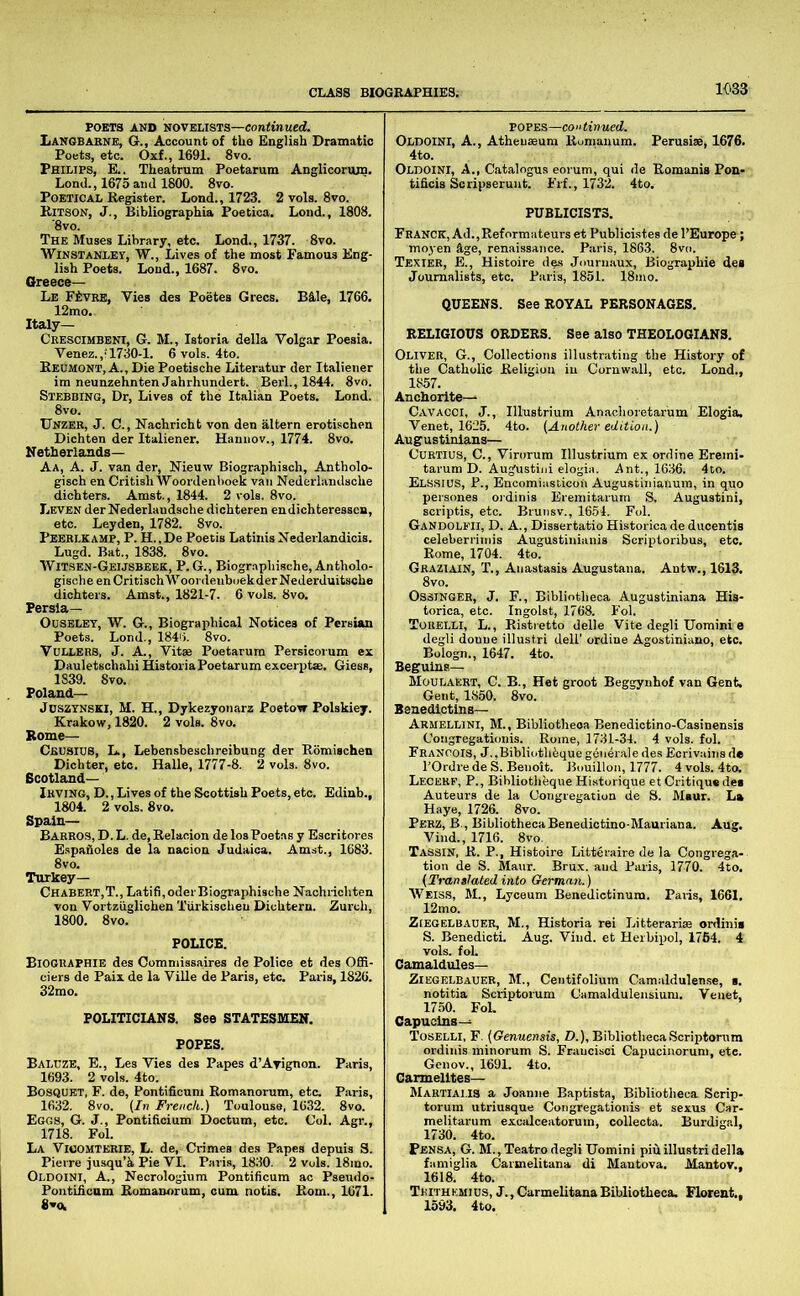 ’'ifef. £;SS.‘ T±o“i;;rfS  srsittls Spain— Chabert.T.. Latifi. oderBioT.-aphi3che Naohricliten von Vortzliglichen I’urkischen Diclitern. Zurch, ¥ISi Eggs, G. J., ■  1718. Fol. Ol-DO) “S'i’ Moulaeht, C. B., Het groot I Beaedtctins— piSiSrc::: |sf=SS“i2l '^Z4na'^Ca?«1htat“dY°^
