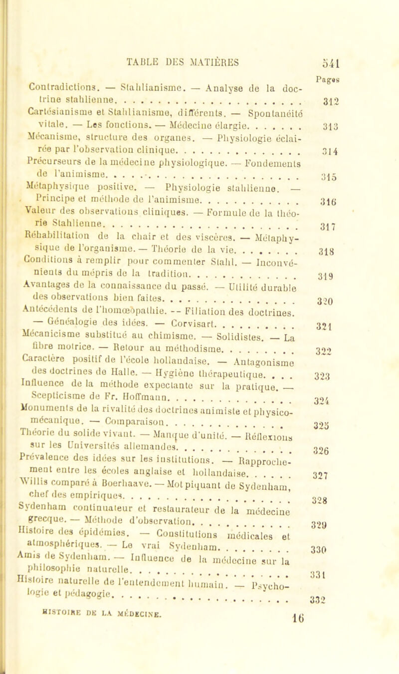 Pngas Conlradiction3. — Slahlianisme. — Analyse de la doc- trine stahlienne 342 Cartésianisme et Stahlianisrae, différents. — Spontanéité vitale. — Les fonctions. — Médecine élargie 313 Mécanisme, structure des organes. — Physiologie éclai- rée par l'observation clinique 314 Précurseurs de la médecine physiologique. — Fondements de l’animisme 34g Métaphysique positive. — Physiologie stahlienne. — Principe et méthode do l’animisme 31g Valeur des observations cliniques. — Formule de la théo- rie Stahlienne 347 Réhabilitation de la chair et des viscères. — Métaphy- sique de l’organisme. — Théorie de la vie 318 Conditions à remplir pour commenter Stahl. — Inconvé- nients du mépris de la tradition 349 Avantages de la connaissance du passé. — Utilité durable des observations bien faites 320 Antécédents de l'homœbpathie. -- Filiation des doctrines. Généalogie des idées. — Corvisart 321 Mécanicisme substitué au chimisme. — Solidistes. La libre motrice. — Retour au méthodisme 300 Caractère positif de l’école hollandaise. — Antagonisme des doctrines de Halle. — Hygiène thérapeutique. . . . 323 Influence de la méthode expectante sur la pratique. Scepticisme de Fr. Hoffmann 304 Monuments de la rivalité des doctrines animiste et physico- mécanique. — Comparaison 3.73 Théorie du solide vivant. — Manque d’unité. — Réflexions sur les Universités allemandes 32g Prévalence des idées sur les institutions. — Rapproche- ment entre les écoles anglaise et hollandaise 307 Wi IIis comparé à Boerhaave. — Mot piquant de Sydenham, chef des empiriques ’ Sydenham continuateur et restaurateur de la médecine grecque. — Méthode d’observation Histoire des épidémies. - Constitutions médicales et atmosphériques. — Le vrai Sydenham 33g Amis de Sydenham. — Influence de la médecine sur la philosophie naturelle . Histoire naturelle de l’entendement humain! — Psycho- logie et pédagogie ' . o32 HISTOIRE DK LA MÉDECINE. ,