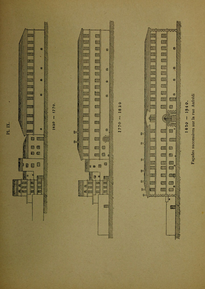 1 820 — 1840. Façades successives sur la rue Aufrédi