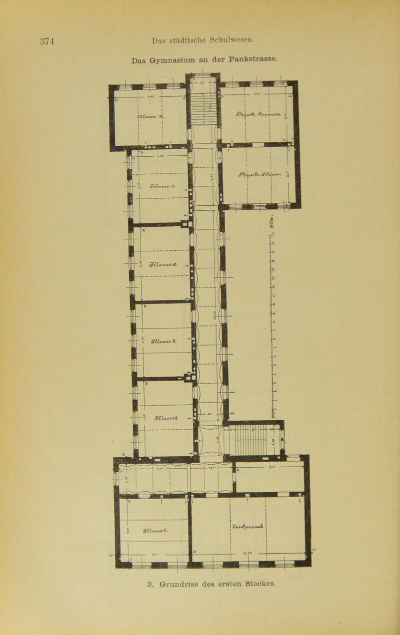 Das Gymnasium an der Panketrasse. 3, Grundriss des ersten Stockes,