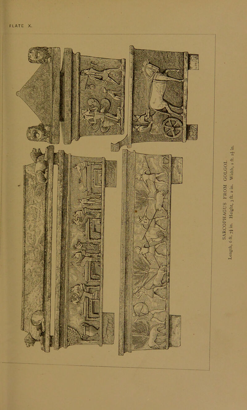 SARCOPHAGUS FROM GOLGOI. Length, 6 ft. in. Height, 3 ft. 2 in. Width, 2 ft. 2J in.