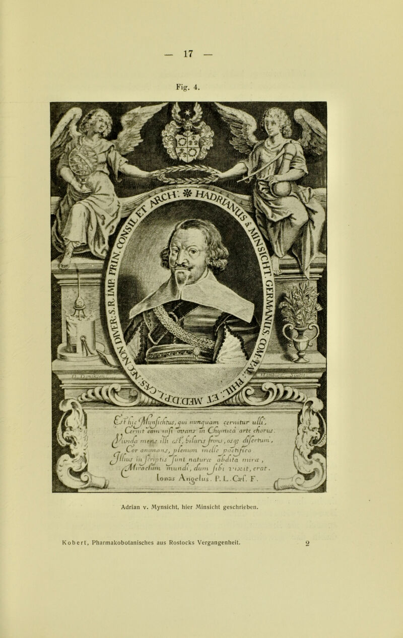 Fig. 4. Adrian v. Mynsicht, hier Minsicht geschrieben. Robert, Pharmakobotanisches aus Rostocks Vergangenheit. 2