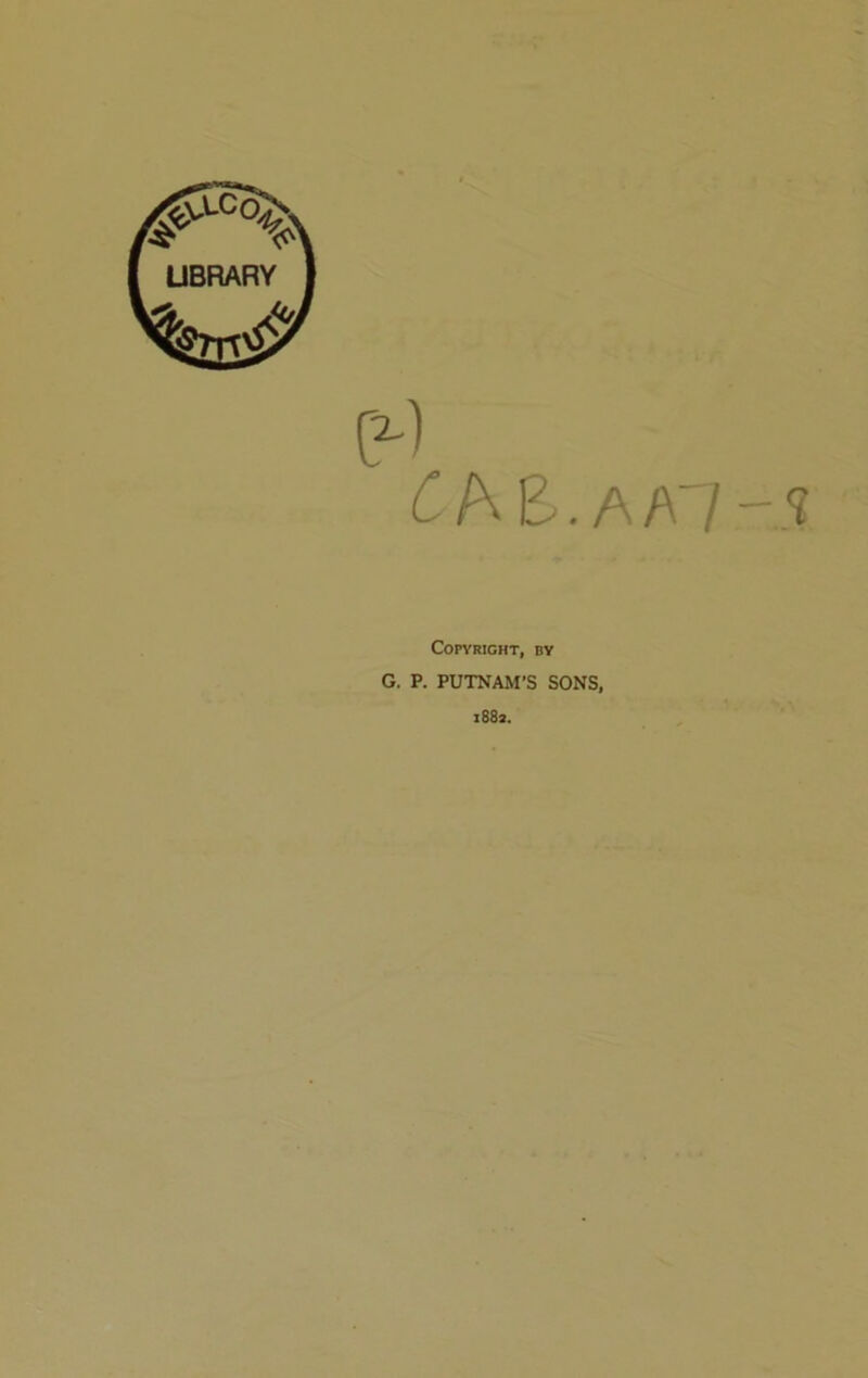& ChZ. AA~7 -3 Copyright, by G. P. PUTNAM'S SONS, 1882.