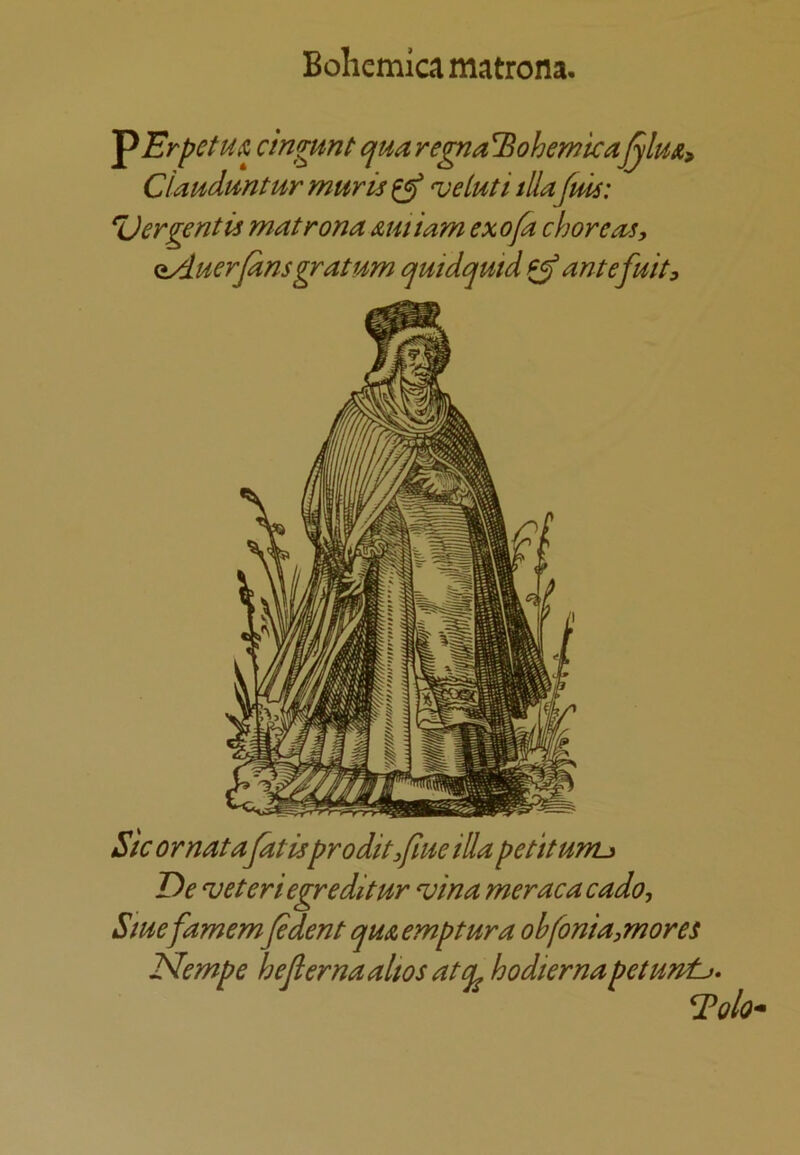 ^ErpetUA cingunt qua re^a ^ohemka^lu&^ Clanduntur muris ^ <veluti tUafm: %)ergentis matrona &utiam exofa chores, (^uerjdns gratum quidqmd ^ antefmt. Sic ornatafat isprodit^fme ilia petitunu T)e ^eteriegreditur ^ina meracacado-, Smefamemfedent qm emptura ohfoniajmores JSlempe hejlernaalws atq^ hodiernapetunt^* Tolo*