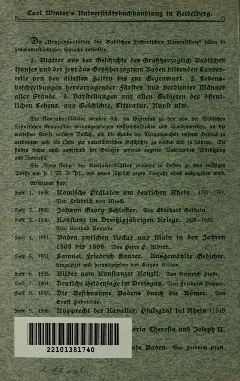 ^ :€arr tn ^et^»^^crg. - ^ iÖ^*9rif^n Komm foDen In ^em«nt>erjiattWi<$et 6;nro<^>t~tnf^^ ' aus ^r i5^ä}\^U ies ®ro#§er5ogft^ ^aMf<^etl tetle ^att 6en äßtftett $ui? 0€gmwatt. €tJ>cn^ J^efd^rci^ungöi ^tuorraöcn^^^^ Ueirötenter Qläuner an^r Sfcm^e^ ^es dffcnt- ll^ctt Ccli»^s^ aus ufto; , imt> QötÖewwf^r «v »«tefte« Ätöfe Ämbe t>« ^rgangen^dt wtftm btf Siebe ^^ bo^clSt^ 5« »tefen Ähb au näbre^ 6|e flnbm «nfeted- engtren 93<U«t<m^ unb'Sntew^f^ ;'' -■ r%j. ' x. ' ^ '-'- , UlttJabt^sKiUUt ^ .bem'^^a§ig^ ‘5>f^ÄbnJe bwn iäbrtM gegen towk Se^ Ir 18^. ^ ^ntj^en Ä^eln^ ,i/8t-^i7W. i6ep 31 -t90(^ ^tlfi^J 10^633. ^ ^oii K^werb 3^erleT^^ \ -  jbe^ 4. i90i:^ Ba&en ;tt^ar 1« ^aftten ^ “^805JH& W6**f;\ r s'-' s>tff 5, i^2j - S«tna«t ^ Saat«. 0cM^te. €higcUite^»S iergäggegebe Cugen Kiiidn. -- _ |>ep uomv^^nftanj^ )^lnri4 5^«^«* ^>eft^7; 1^4;^ Cctttfigj? iltt Örefe04ttt. Q^n ^rleto^^ pahstv. i^eft 8^.-1905^^ XHr ^^0fltu ^ie ^^emet, “ ' ^rtifi ^^obriciits, - ^ ^ ^ 1906, ^upj?r«^t ^er :^)efe 9. 22101381740 ar!u tE§eT#aitU^13ofe|>^ H. nöe paöem 9ion gtiMtf^^faff,