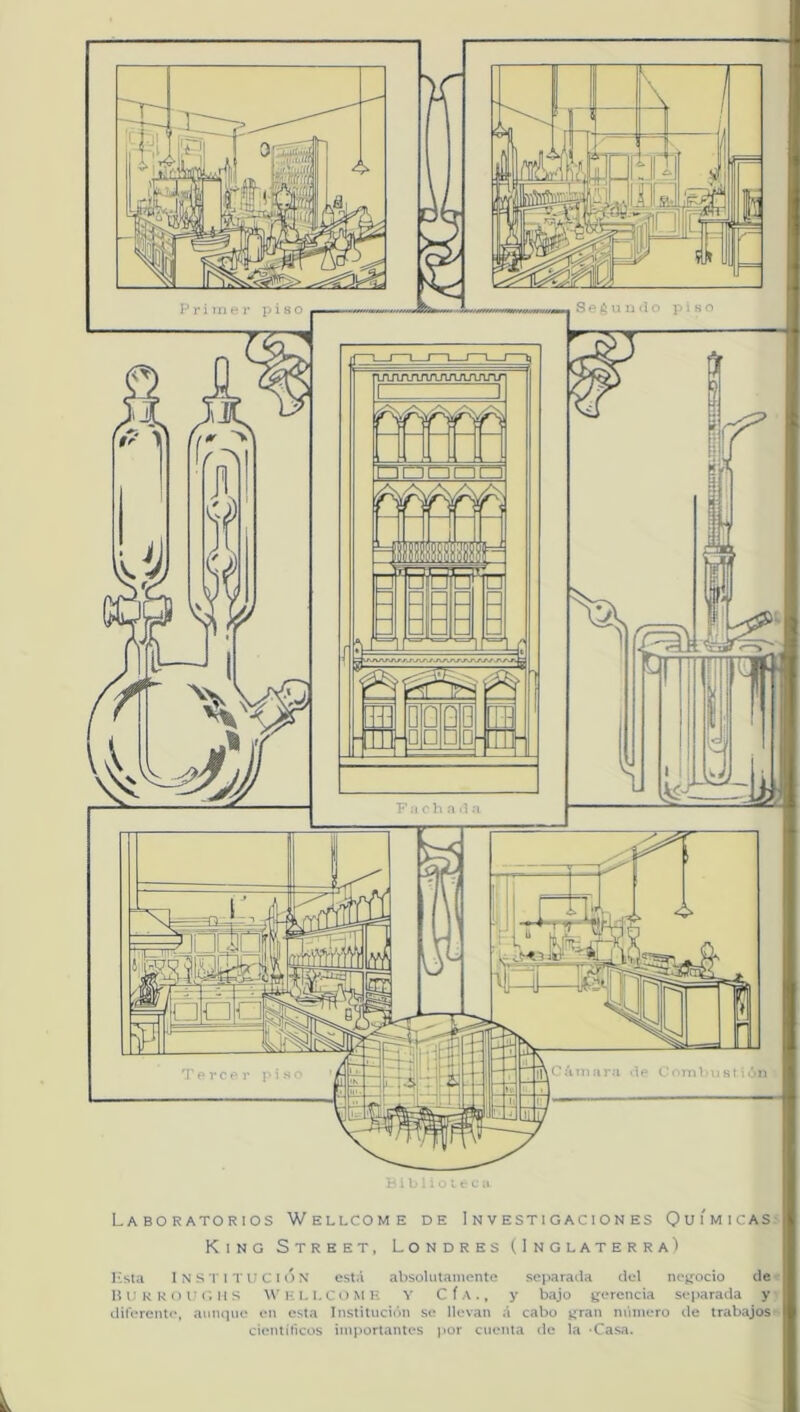 r h i b 1 i o 11 C ;» Laboratorios Wellcome de Investigaciones Químicas- King Street, Londres (InglaterraI Ksta I N S r I T U C 11) N está absoliilamcnte separada del nejrocio de t HUKKorc. lis WKi.l.CoMH Y CÍA., y bajo (jercncia separada y diferente, auncpie en esta Institución se llevan á cabo jíts'’ niiinero de trabajos- cientilicos importantes por cuenta de la -Casa.