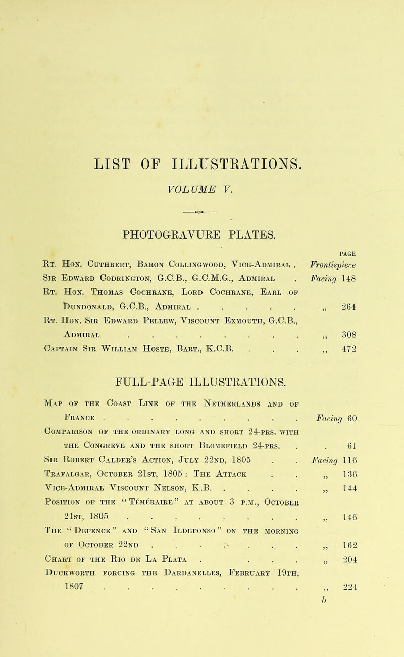 LIST OF ILLUSTKATIONS VOLUME V. PHOTOGRAVURE PLATES. Rt. Hon. Outhbert, Baron Collingwood, Vice-Admirab . Sir Edward Codrington, G.C.B., G.C.M.G., Admiral Rt. Hon. Thomas Cochrane, Lord Cochrane, Earl of Dundonald, G.C.B., Admiral ..... Rt. Hon. Sir Edward Pellbw, Viscount Exmouth, G.C.B., Admiral ........ Captain Sir William Hoste, Bart., K.C.B. PAGE Frontispiece Facing 148 264 308 472 FULL-PAGE ILLUSTRATIONS. Map op the Coast Line of the Netherlands and op France ......... Comparison of the ordinary long and short 24-prs. with THE Congreve and the short Blomefield 24-prs. Sir Robert Calder’s Action, July 22nd, 1805 Trafalgar, October 21st, 1805 : The Attack Vice-Admiral Viscount Nelson, K.B. . Position op the “Temeraire” at about 3 p.m., October 21st, 1805 ........ The “ Defence ” and “ San Ildefonso ” on the morning OP October 22nd . . . .- . Chart op the Rio de La Plata . ... Duckworth forcing the Dardanelles, February 19th, 1807 Facing 60 61 Facing 116 J J 136 144 146 55 162 55 204 224