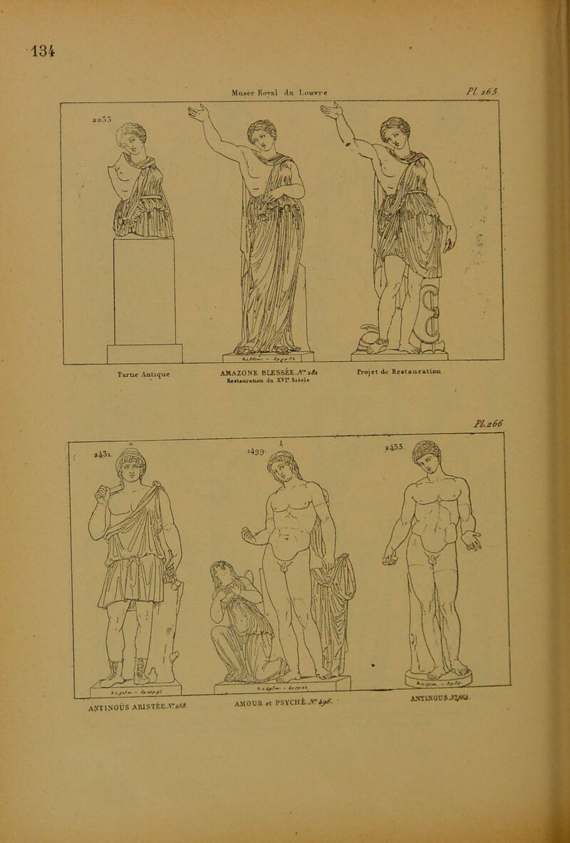 n jus MiLAcr KnTal ila l.ouTre Parue Antique AMAZONE BLESSÉE.yVaA Projet de Reat*ur4.Uon Eedaoratuia <ia Siècle n.i66 ANTINOUS AIUSTfcE.rAM AMOUK «t PSYCIlfc.ATSytf. ANTlKOVS-*VW