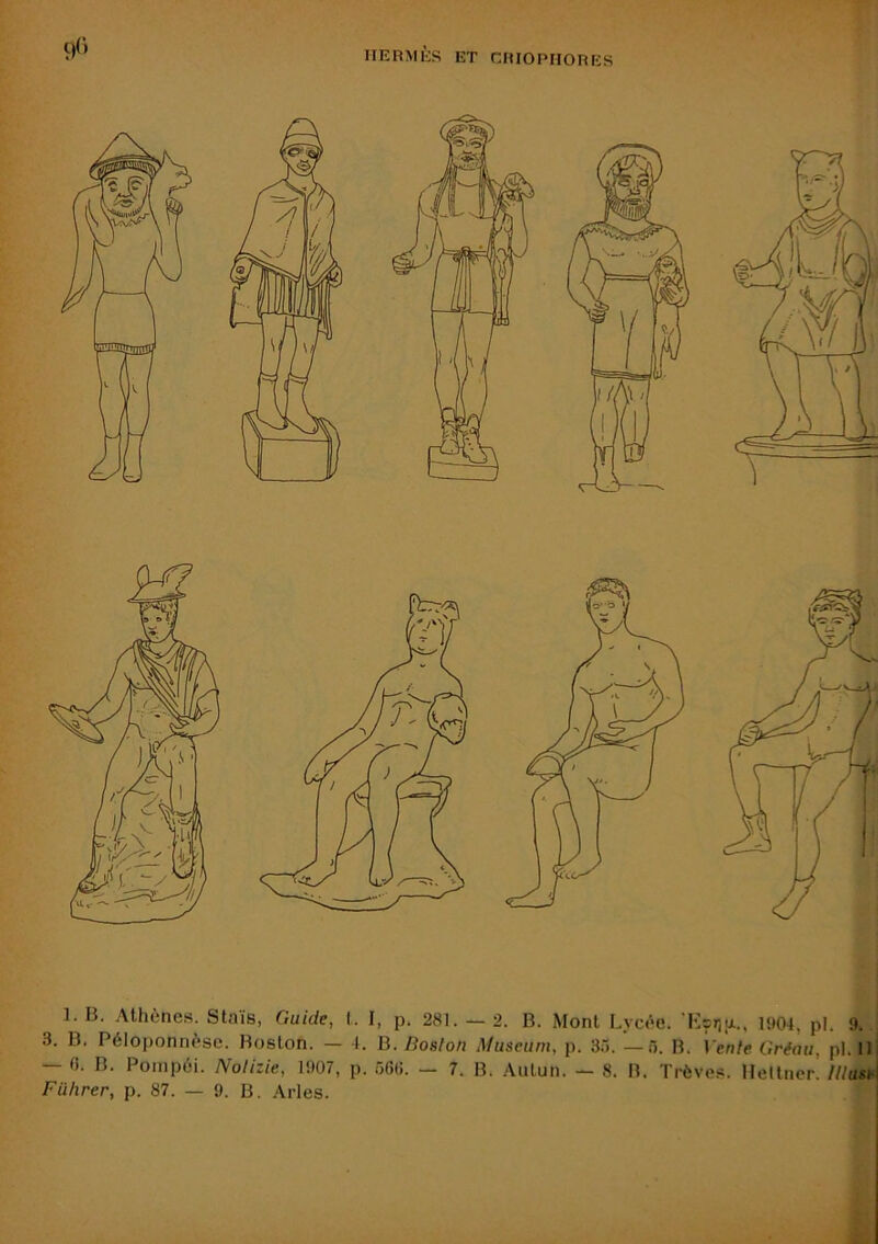 HERMÈS ET riUOPHORES 9<’ 1. B. Athènes. Staïs, Guide, (. I, p. 281. — 2. B. Mont Lycée. 'Kçr.u.., i«»04, pl. 9. 3. B. Péloj)onnèse. Boston. — t. B. Boston Afuseuni, p. 35. —5. B. \'ente Gréau, pl. II — 0. B. Pompéi. Notizie, 1907, p. 56(i. — 7. B. AuLun. — 8. B. Trêves. Hellncr! ///ushi