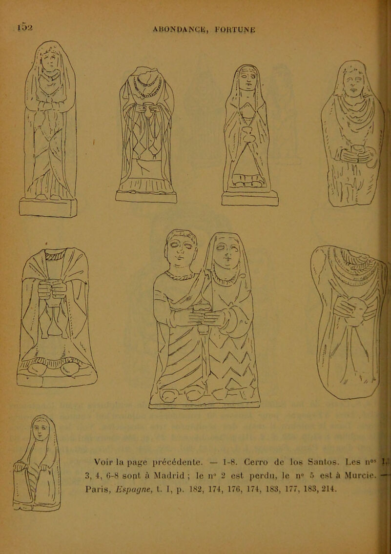 Voir la page précédenle. — 1-8. Cerro de los Saiitos. Les ii®* L 3, 4, 0-8 sont à Madrid ; le ir 2 est perdu, le n“ O est à Murcie. — Paris, Espagne, t. I, p. 182, 174, 170, 174, 183, 177, 183, 214.