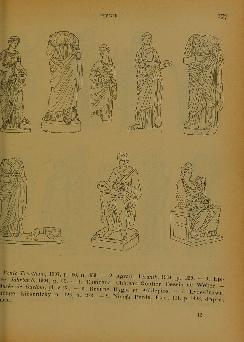 Vente Trenlham, 1907, p. 66, n. 859. _ 2. Agram. Viesnik 1904 n 290 o • re. Jahrbtich, WM, p. 65 - 4 rnmnanA rh^r n i ' ~ Epi- ^ , y ^ Château-Gontier. Dessin de Weber _ liHire ^ ^ ^ ■ ~ et Asklépios. - 7 Lyde-Brown mage. K,eae„,^Uy. ,26, 2,.,. _ B™-- . V 12