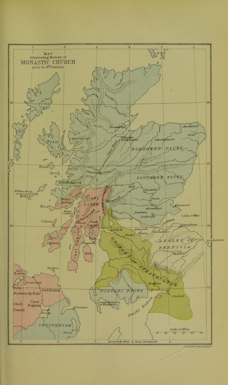 J?JV7 KTlUDL^y -Ethicfi terra or terra, Urymont Abrmrthi'ri Thwhlanr -y Looftlr^yn Colo so oham 'ANCt LB $ BBRNI CIA Jiechra nD_Ijtrtimf> -Northern llr NeilL Carlurl Ciaal CtindithaCona S.of'Whititsrn o tr/i rtrhni' nhur THfriGU Settle ol'Milr*' 'Down MAP illustrating History of MONASTIC CHURCH prior to 8^ Century Lcn//ifuJ* Wo»t -V fbom Qmmwioh *r.Jtarthrlrin*<*,Jiduir