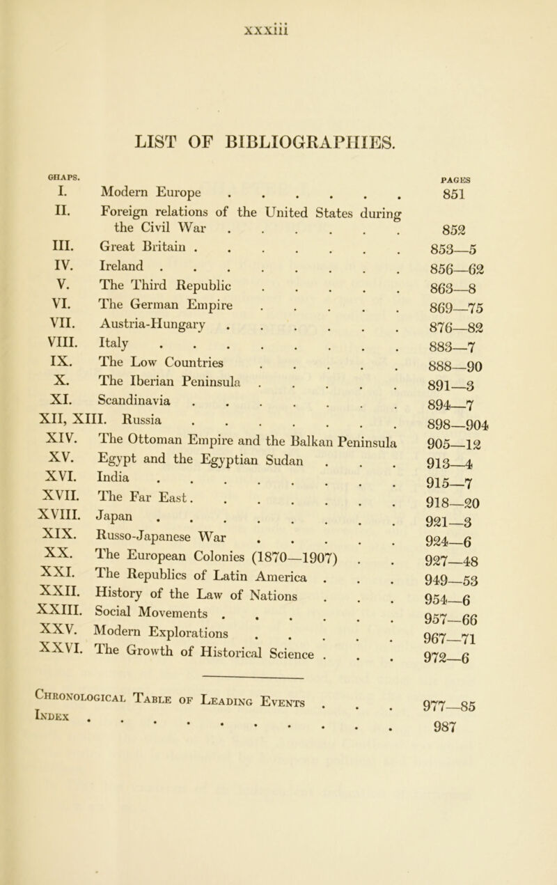 XXX1U GHAPS. LIST OF BIBLIOGRAPHIES. PAGES I. Modern Europe ...... 851 II. Foreign relations of the United States during the Civil War ..... 852 III. Great Britain ....... 853—5 IV. Ireland ........ 856—62 V. The Third Republic ..... 863—8 VI. The German Empire ..... 869—75 VII. Austria-Hungary .... 876—82 VIII. Italy 883—7 IX. The Low Countries .... 888—90 X. The Iberian Peninsula .... 891—3 XI. Scandinavia ...... 894—7 XII, XIII. Russia ...... 898—904 XIV. The Ottoman Empire and the Balkan Peninsula 905—12 XV. Egypt and the Egyptian Sudan 913 4 XVI. India 915—7 XVII. The Far East....... 918—20 XVIII. Japan 921—3 XIX. Russo-Japanese War 924—6 XX. The European Colonies (1870—1907) to iO —I 1 ^ 1 GO XXI. The Republics of Latin America . 949—53 XXII. History of the Law of Nations 954—6 XXIII. Social Movements . 957—66 XXV. Modern Explorations 967—71 XXVI. The Growth of Historical Science . 972—6 Chronological Table of Leading Events 977—85 Index 987