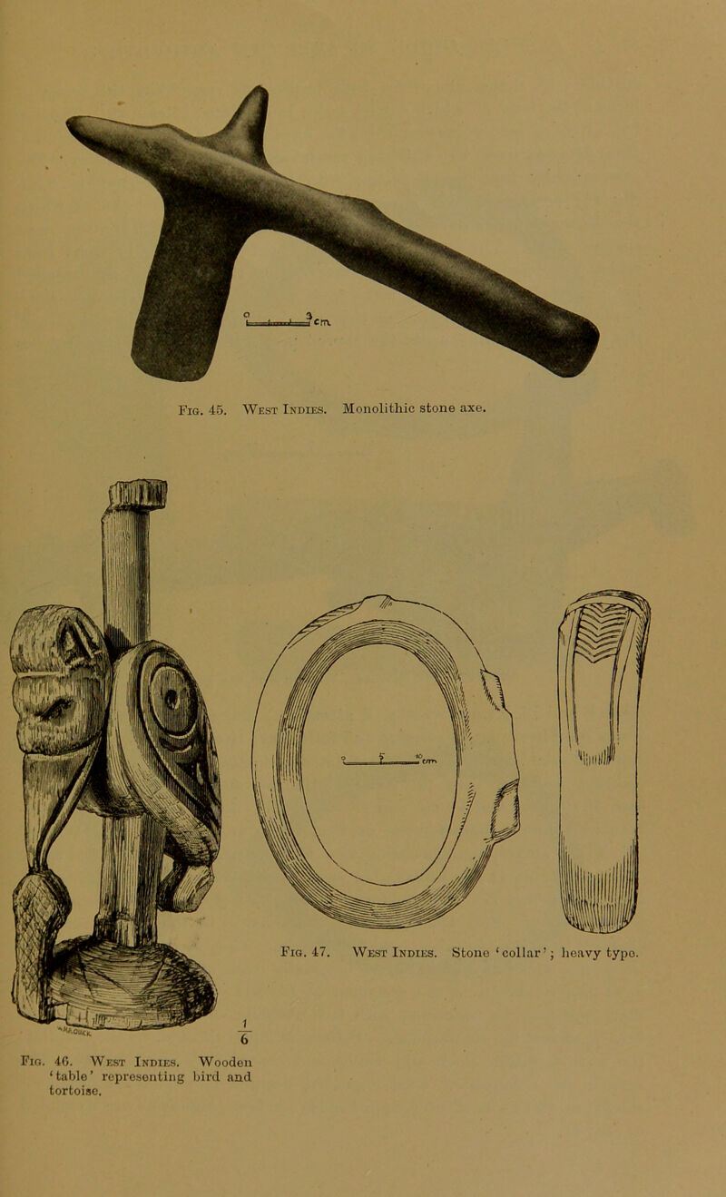 Fig. 40. West Indies. Wooden ‘table’ representing bird and tortoise.