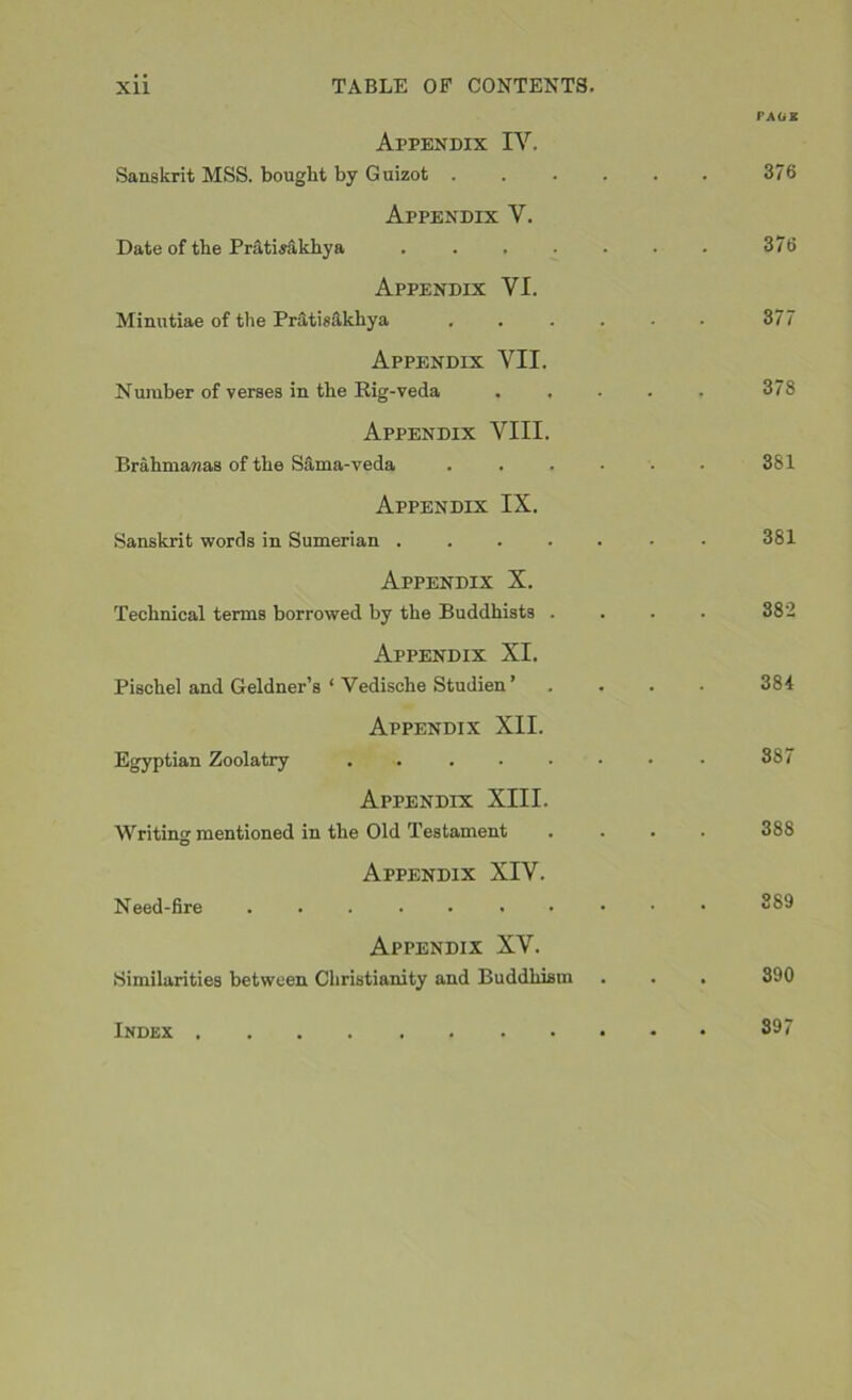 FAGS Appendix IV. Sanskrit MSS. bought by Guizot 376 Appendix Y. Date of the Pratisakhya . . . . . . . 376 Appendix VI. Minutiae of the Pratisakhya ...... 377 Appendix VII. Number of verses in the Rig-veda ..... 378 Appendix VIII. Brahmawas of the Sama-veda 381 Appendix IX. Sanskrit words in Sumerian ....... 381 Appendix X. Technical terms borrowed by the Buddhists .... 382 Appendix XI. Pischel and Geldner’s ‘ Vedische Studien ’ . . . . 384 Appendix XII. Egyptian Zoolatry . 387 Appendix XIII. Writing mentioned in the Old Testament .... 388 Appendix XIV. Need-fire 289 Appendix XV. Similarities between Christianity and Buddhism . . . 390 Index 897