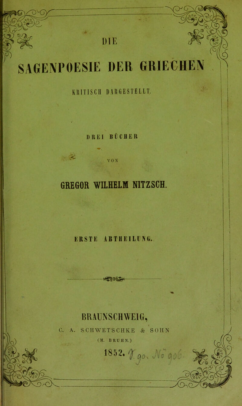 SAGENPOESIE DER GRIECHEN KlimSCIl DARGESTELLT. DREI ßCCUER VON