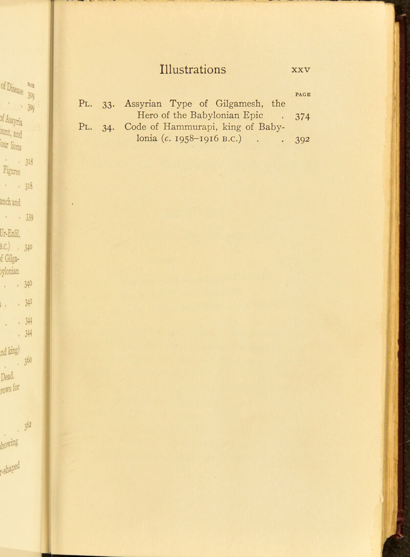 Pl. 33. Assyrian Type of Gilgamesh, the Hero of the Babylonian Epic Pl. 34. Code of Hammurapi, king of Baby- lonia (e. 1958-1916 B.c.) PAGE 374 392