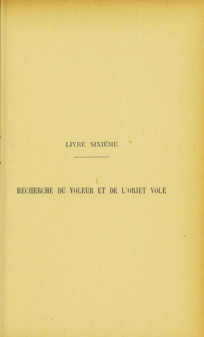 LIVRE SIXIEME » RECHERCHE DU VOLEUR ET DE L’OB JET VOLE