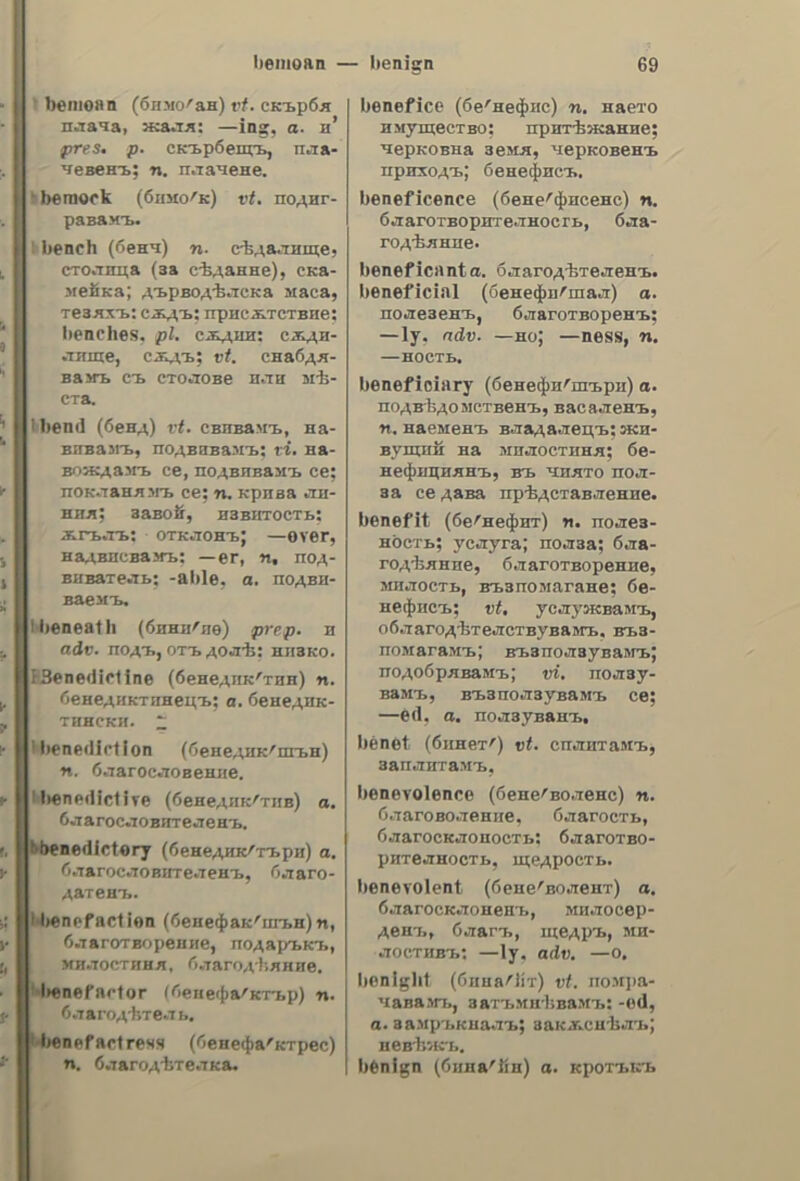 ἀνοίκειος pen (or to whet) the appetite; τοῦ ἤνοιξα τὸ σπῆτι µου, | have admitted him into my house; εἶδα κ᾿ ἔπαθδα νὰ τοῦ ἀνοίξω τὰ μάτια, I have had great trouble to undeceive him; ἄνοιξε τὰ μάτια σου, look out! keep your eyes open; ἤνοιξεν ἐμπορικὸν πατάστηµα, he has opened a shop;he hasestablished a βγπη;τοῦ jjvorEa τὴν xagdiay µου, I have unbosomed myself to him; I opened my mind (or heart) to him; ὅταν τὸν βλέπω —ev 4 καρδιά µου, when I see him I cheer up; § (οὐδ.) to open; to he open; to widen; to grow wider; to expand; to blow; to bloom; 6 και- oo¢ — ει, the weather is clearing up; τὰ ἄνδη —ovy τὴν ἄνοιδιν, the flowers bloom in the spring; αὐτὸ τὸ χοῶμα ----ει (ξεδωριάζει), this colour fades; τὰ παράδυρά του ---αυν εἰς τὸν δοόµιον, his windows face the street; slg τὰς ᾿4δήνας ἄνοιξαν τὰ μάτια του, his wits were sharpened at Athens; 4 οαφὴ ἄνοιξε, the stitch gave way; § (µεσ.)---ομαι, to open one’s heart, one’s mind; to extend one’s business; (vavr.) to stand off to sea; ἀνοίχδη πολὺ, he has enlarged the circle of his dealings too much. ἀνοίκειος, oy, a. tnbecoming; un- suitable, improper. ἀἁνοικείως, adv. improperly; unbe- comingly. ἀνοίέκιαθτος, ov, 2. unlet; unleased; vacant; empty. avo wodsoundic, εως, 5. f. rebuild. ing; reconstruction. ἀνοικοδομῶ, tw, v. a. to build again; to rebuild; to reconstruct. ἀἁνοικονόμπτος, ον, a. intractable; unmanageable; wilful, wayward; οἵ- πονομῶ t —a (yo.), to settle a dif- ficult affair. ἀνοικτὰ ,αἀν. opently; plainly; frank- ly; § (ναυτ.) in the offing. ἀνοικτίομων, ov, a. unpitying; pi- tiless, merciless, cruel. ἀνοικτόκαρδος.,ον,α. open-hearted. ἀνοικτομάτπς, a. astute; shrewd; alert; intelligent. ἀνοιντὸς, h, dy, a. open; 7 δύρα 40 —7, the door was open; —a χοώ- µατα, light (or gaudy) colours; ἔμεινε μὲ στόμα --τ-ὸν, he stood gaping; ἄν- ἀνορθόνώ Όοωπος μὲ ----ἠν καρδιὰν, an ορθῇ- hearted man; 7) —7 Φάλασσα, offing, high sea; παίζει wi —a χαοτιὰ, he plays with open cards (or with cards on the table); ἔχει σπῆτι —or, he keeps open house; (ἐμπορ.) sive (4) #uews) —, he has overdrawn his account; εἷς 7 —a (go. ἔπιο.) in the open air; § without any protection. ἀνοικτοχέρις. a. open-handed; gen- erous; see also yevvarddmoos; (ofx. ἐπὶ xaxod) prodigal. ἀνοιξιάτικος, n, ov, a. see ἐαρινός, ἄνοιξις,εως, s. f. the spring, spring- time; τὴν —w (ἐπιο.), in the spring. ἀνομθρία, ac, 5. f. drought; scarci- ty of rain, avounua, ατος, 5. 1. — ἀνομία, ac, s. f. iniquity; injustice; wrong, wrong-doing; § act of injustice. avowobétnzoc, ov, 2. not prescrib- ed by any law; § not passed as Jaw. ἀνομοιοκατάληκτος, ov, a. which does not rhyme; στίχοι ---οι, blank verses. ἀνόμοιος, ov, a. dissimilar; unlike. ἀνομοιότιις, τος, 5. f. dissimi- larity, dissimilitude. ἀνομοίως, ady. dissimilarly. ἀνομολογὸ, v.a.to admit; to avow. ἄνομος, ov, a. iniquitous; unjust. ἀνόμως, adv. iniquitously; unjustly. ἀνοργάνιότος, a. see ἄδιοργάγιστος, ἀνόργανος, ov, a. inorganic. ἀνορεξία, ac, 5. f. want of appe- tite; inappetence, inappetency; (dd. ) anorexy. ἀνορθογραφία, ac, s. [. bad or in- correct orthography; misspelling. ἀνορθάγραφδος, ov, a. misspelled; spelt incorrectly; § failing in ortho- graphy. ἀνορθογοαφῦὸ, tw, ν. n. to commit orthographical errors; to misspell. ἀνορθόνω.--ἀνορθῶ. da, v. a. to redress; to put (to set) right; to cor- rect; to amend; to restore, to re- establish; to reinstate; ἠνώρῦωσε τήν’ ὑπόληγψίν tov, he re-established his reputation; ἠνώοῦθωσε τὰς ὑποῦέσεις τοῦ μοάτους, he set the affairs of the state on a firm footing again; § (µεσ.) —otuar, to stand up; to rise; to start