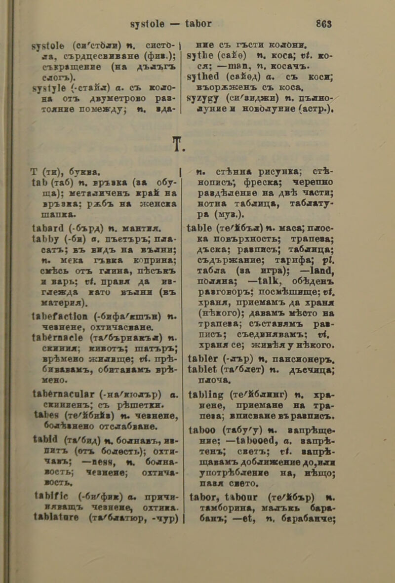 Φυτοόΐίδπρος shed; dispersed. xutodidneoc, ov, 5. πι. cast-iron. xUtoa, ac, s. f. porridge-pot; sauce- pan; stewpan; skillet; (ovvexd.) pot. x@Aaivw, v. n. to be lame; to limp; to hobble; to halt; ---ει πολὺ, he is very lame; (µεταφ.) 6 στίχος αὐτὸς —e, this is a halting line; αὐτὸς 6 συλλογισμὸς ----ει, this is a lame ar- gument. χωλὸς, h, Ov, a. lame; (καὶ µεταφ.) στίχος —, a halting (or lame) line. Χωλότις, πτος, 5. f. lameness ; limping; claudication. χῶμα, atoc, 5. n. earth; ground ; τὸν ἔβαλαν εἰς to —, they put him under the ground; they buried him; ἔφεραν νέα ---τα διὰ τὸν κῆπον, they brought fresh earth for the garden; MS (πληθ. ἐν.) dust; dirt; ἐκυλίετο εἰς τὰ —ta, he was rolling in the dust. Χωματένιος,α.ον,ᾶ. made of earth; earthenware. Χωματῖλα, ac, 5. f. earthy smell; (τὸ νερὸν αὐτὸ) µυρίξει ----αν, has an earthy smell. Χωμάτινος, Nn, ον, a. earthenware. Χωμάτιον, ov, 5. n. (ὁδοπ.) service- path; foot-way (of a road). xouatidudc, of, 5. m. (ὁδοπ.) fill- ing in with earth. xovevdic, εως, 5. f. digestion; xa- Any —w! (εὐχ.), (I wish you a) good digestion; § fusion; § consumption. Κωνευτήριον, ov, 5. n. crucible; melting-pot; § (µεταφ.) test; § foun- dery; foundry; § (ἐκκλ.) piscina (of the vestry). Κωνευτικὸς,ὰ, Ov, a. which facili- tates (or aids) digestion; digestive. Κωνευτὸς, ti, ov, a. founded; cast, § fusible; § (ξυλουρ).) dovetailed ; joined by means of grooves. Χωνεύω, v. n. to digest; (werap.) to bear; to stand; to stomach; to put up with; to tolerate; δὲν τὸν —, I ‘cannot stomach (or stand) him, αὐτὸ δὲν —erar, that is not to be put up with (not to be borne); § to melt (metals); § (οὐδ.) to be consumed; to burn away; αὐτὰ τὰ ξύλα ---ουν γρή- γορα, this wood burns away quickly; § (00d, ) to ferment; to decompose. χωρητικὸς χαρτὶ, cornet; — τοῦ μύλου, hopper; mill-hopper; § (zy. καὶ µεταλλουργ. ) crucible. Χωνοειδὴς, tc, a. funnel-shaped; (Bor.), infundibuliform;infundibular. Κώνω, V.a. to drive in, to force in; to thrust (or shove) in; (συνεκδ.) to thrust; to slip in; to put secretly and quickly; τοῦ ἔχωσε τὸ μαχαῖρι εἰς τὸ στῆθος, he plunged the knife into his breast; 6 λωποδύτης ἔχωσε τὸ χέρι του Eig τὴν τσέπην σου, the pick- pocket slipped his hand into your pocket; ἐχώδη els τὸ πλ]ῆθος, he slip- ped in amongst the crowd; (µεταφ.) --εται παντοῦ, he pokes his nose (intrudes himself) everywhere; § to hide in the ground; to conceal; éywoe τὰ χρήματά του, he hid his money (in the ground). Κώρα,.ας, 5. f. country; land; terri- tory; — ἔρήμος, a desert(ed) coun- try; αἱ πλούσιαι ---αι, rich countries; ἐπὶ τῆς ἑλληνικῆς ----ας, on Greek ter: ritory; § (γεωγρ. καὶ συνεκδ.) region; ai εὔκρατοι ---αι; the temperate re- gions (zones); (ἄνατομ.) ὀμφαλικὴ —, umbilical region; § place; spot; αὐτὸ εὑρέδη κατὰ ---αν, this was found on the spot; § (dnu.) town. χωρατὰ, adv. jokingly; jocularly; by way of a joke; in fun; for fun; in jest. Κωρατᾶς, ᾱ, 5. mM. see χωρατόν. χωρατατζας, Ἡ, 5. m. a joker; a jester; one who is fond of joking; a jocose (or waggish) man. Χωρατείω, Vv. n. to joke; to jest; τοῦ ἀρέσει νὰ ---ῃ, he is fond of joking; δὲν co} —, Iam not joking; δὲν —e (εἶνε αὐστηρὸς κ.Λ.), he never jokes; he is not to be trifled with; see ἀστειεύομαι. Κωρατὸν, of, 5. n. joke; jest; quip; ἄσώστον ----ον, abad joke; quirk; μὴ τὸ παίρνεις *o τὰ ---ὰ, don’t take this as a joke; δὲν εἶνε —, it is no child’s play; it is no joke; it is no laughing matter; χωρὶς τὰ ---ὰ (ᾳρ.), joking apart; in good earnest. Μωράδι, ot, 5. n. field; land. Κωρεπίόκοπος, ov, 5. m. vicar of a bishop; suffragan bishop. xwvi(ov), of, s.n. funnel;;— ἀπὸ yxoontimdc, hh, dv, a. capable of KYPIAKIAOY ΛΕΞΙΚΟΝ ΕΛΛΗΝΟΑΓΓΛΙΚΟΝ 55