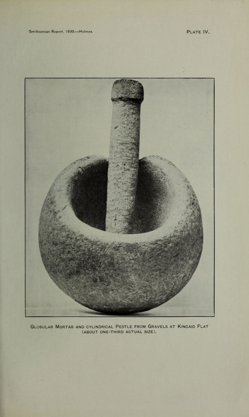 Globular Mortar and cylindrical Pestle from Gravels at Kincaid Flat (about one-third actual size).